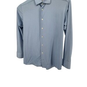 Eton Dress Shirt Mens 16.5 42 Blue Slim Fit Micro Pattern Tech Stretch 8622